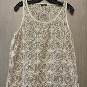 Vince Camuto Ivory Embroidered Tank Top
